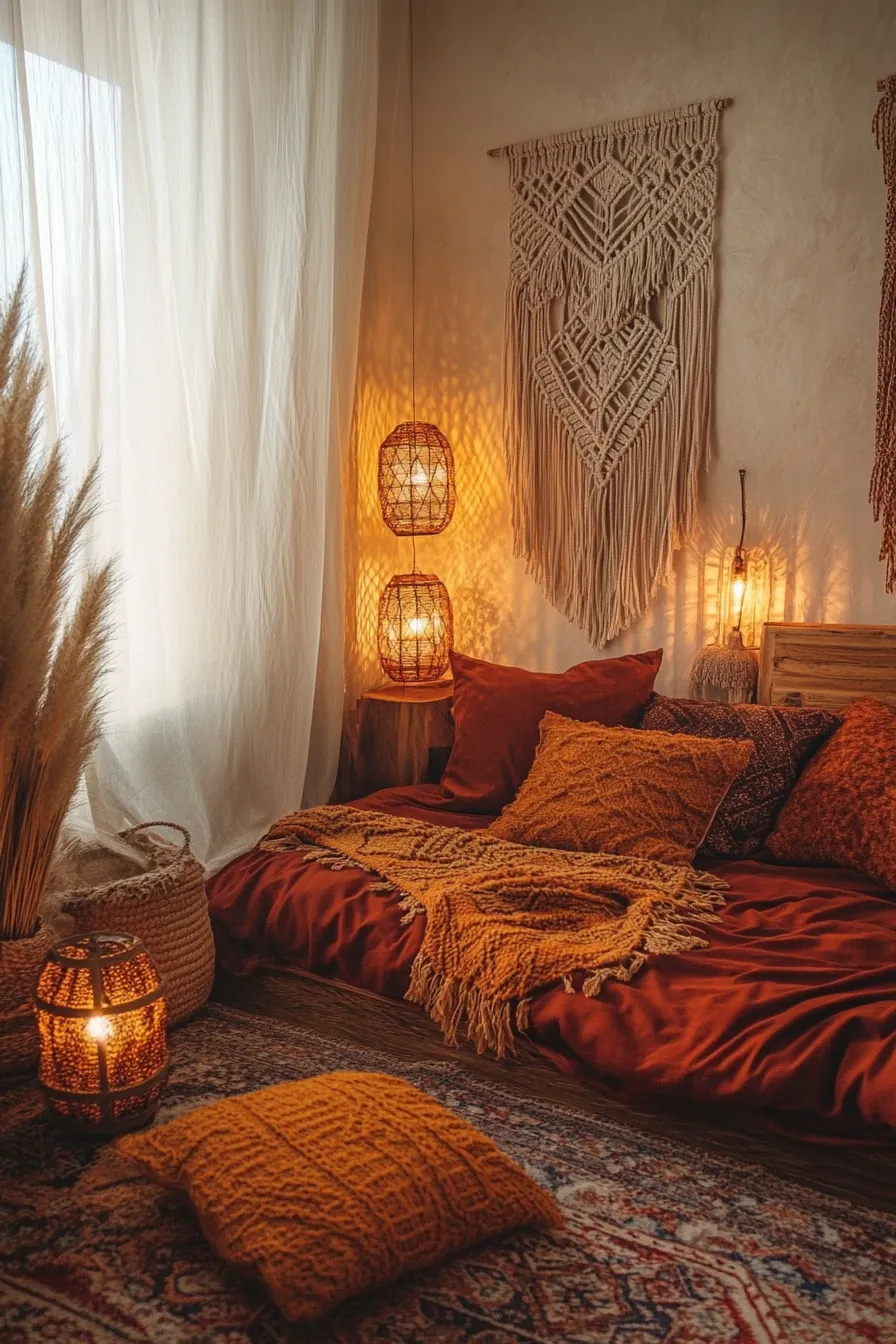 Elevate Your Sanctuary Using Boho Autumn Bedroom Mood Lighting