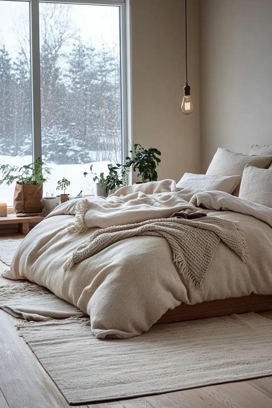 Elevate your space with minimalist winter bedroom layering trends