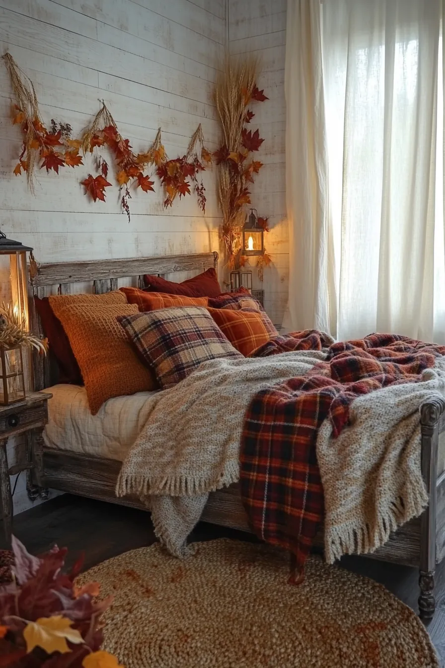Elevate your space with rustic autumn cottage bedroom accents