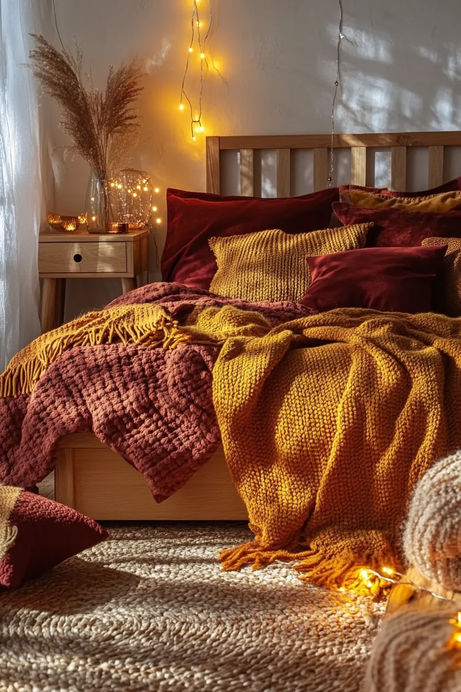 Elevate your space with warm fall bedroom cozy ambient illumination inspiration