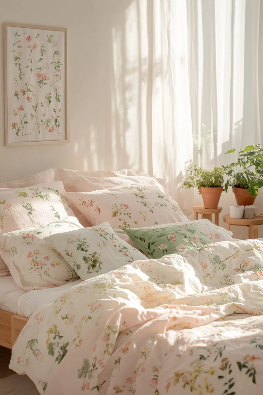 Elevate your wellness and sleep friendly bedrooms with fresh spring floral bedroom