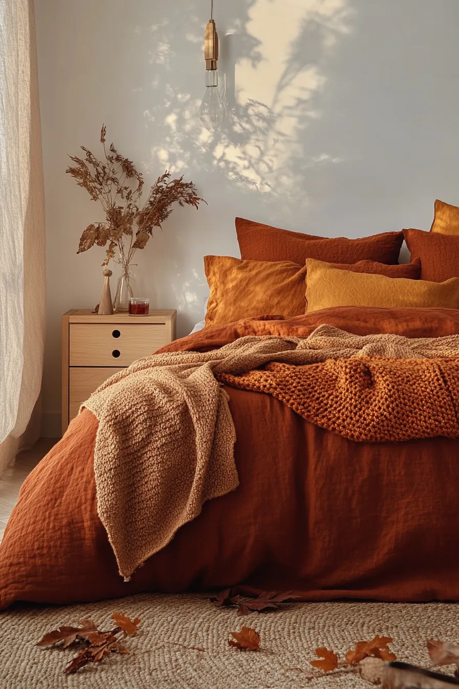 Embrace Comfort and Style with Warm Earth Tone Autumn Bedroom Decor