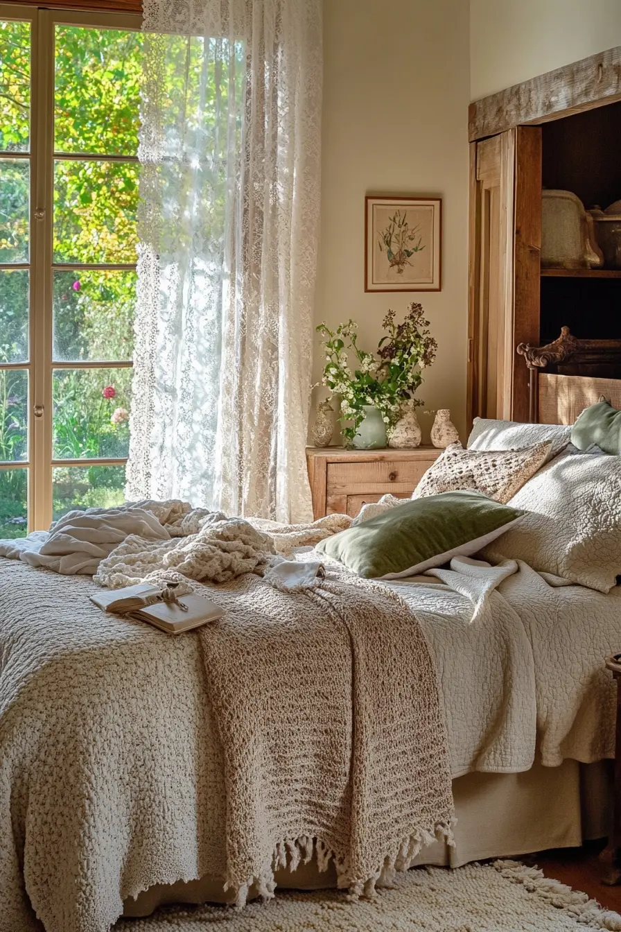 Embrace Cozy Vibes Soft Textiles in Vintage Rustic Bedroom Design