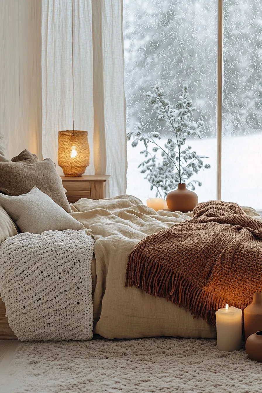 Embrace Cozy Warmth with Earth Toned Winter Bedroom Decor