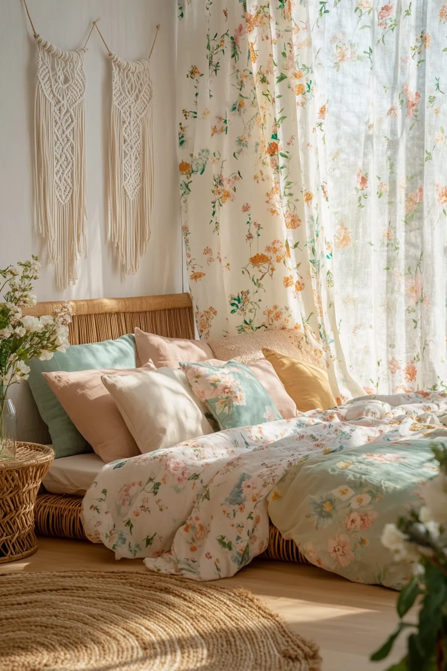Embrace Floral Boho Summer Vibe Decorating to Elevate Bedroom Serenity