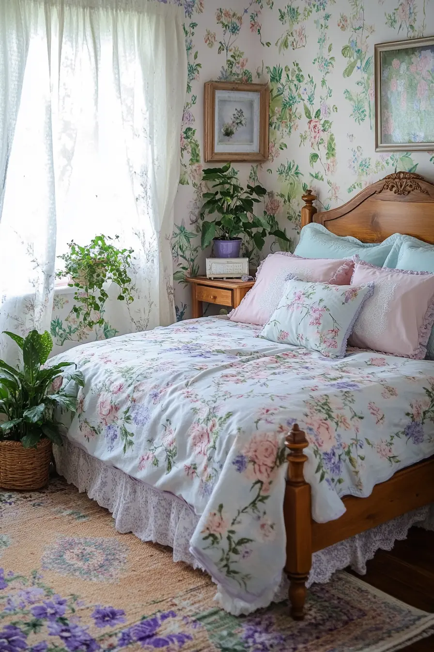 Embrace Nature Floral Patterns in Cozy Cottage Bedrooms