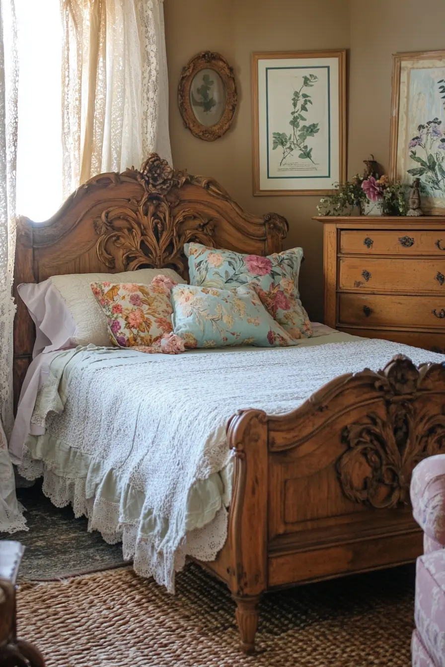 Embrace Rustic Elegance with Vintage Styling in Your Bedroom