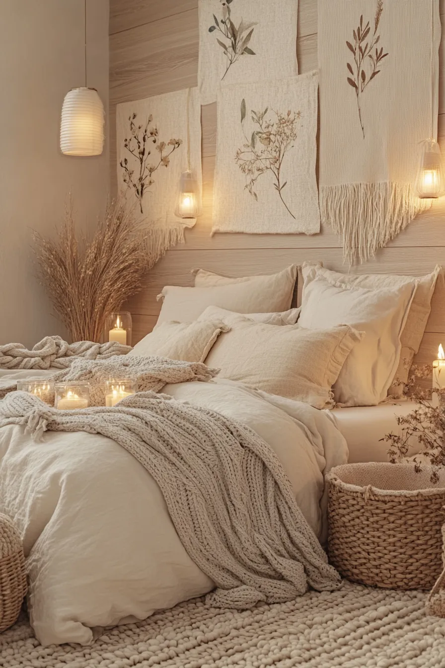 Embrace Serenity through Winter Hygge Bedroom Wall Aesthetics Style