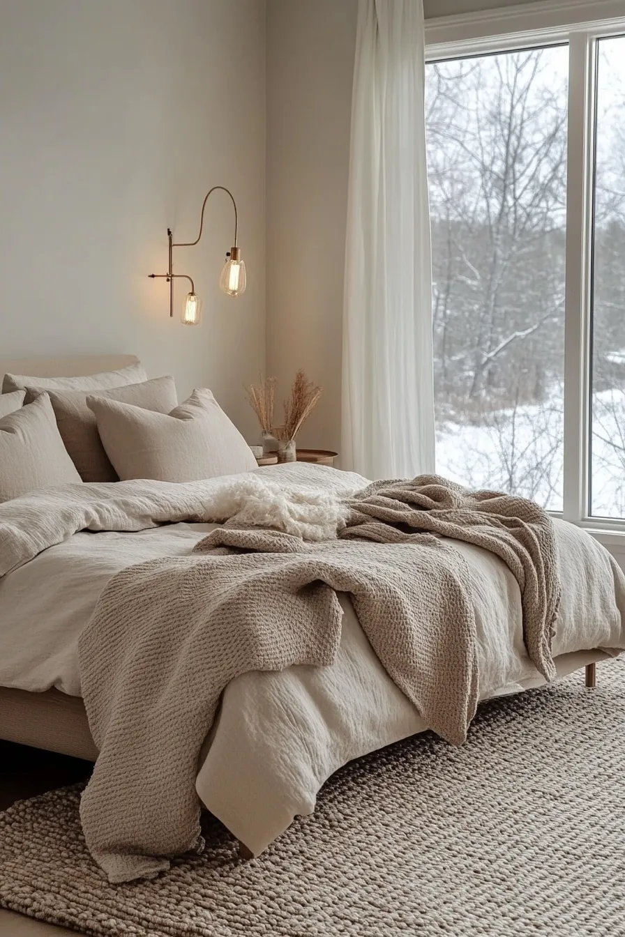 Embrace Tranquility Using Cozy Winter Neutrals Bedroom Decor