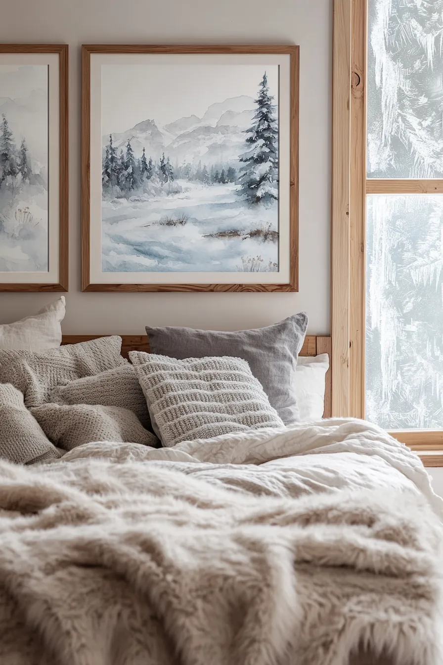 Enhance Your Room Aesthetic with Winter Cozy Bedroom Wall Art