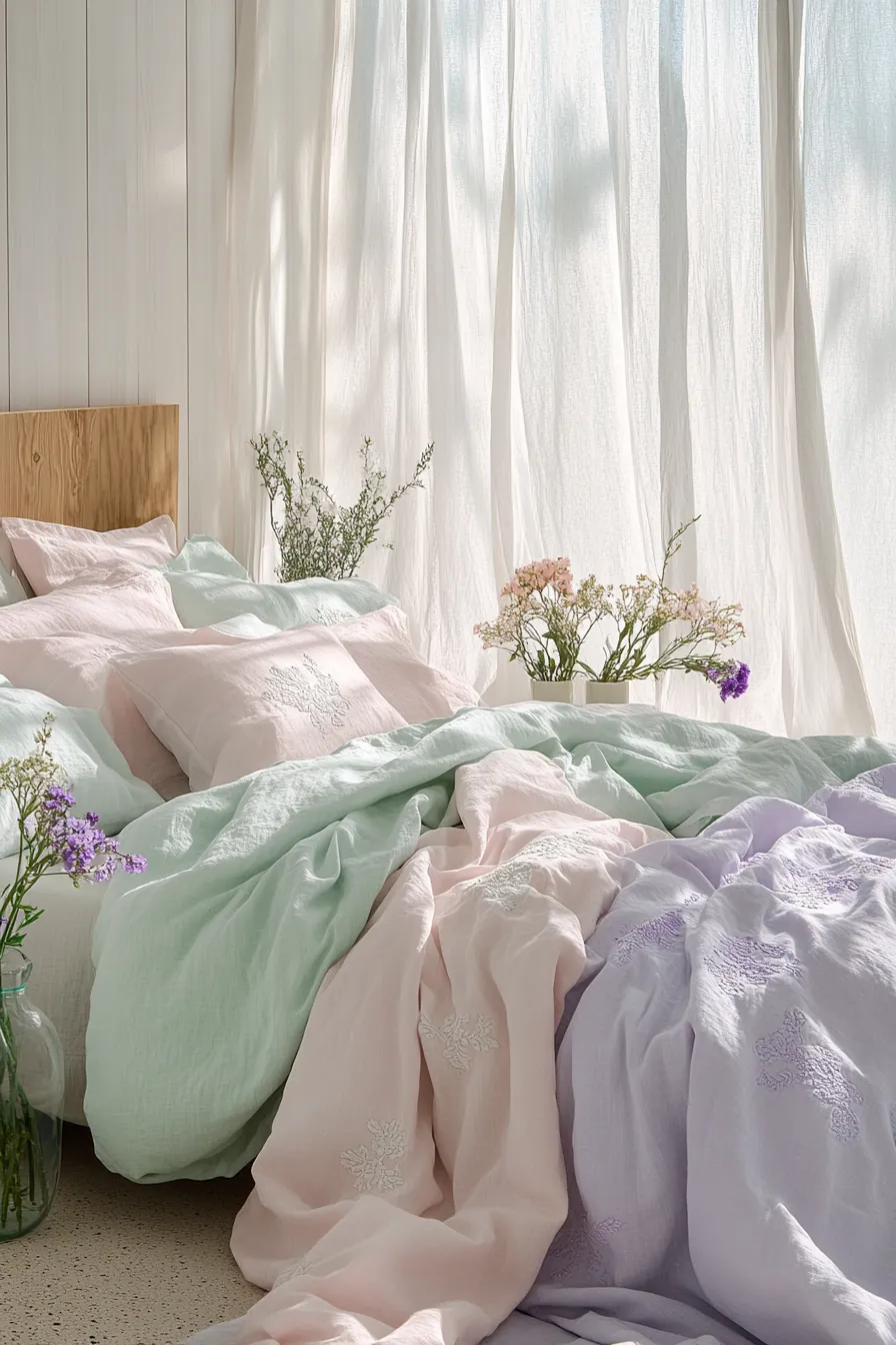 Enhance Your Space with Spring Bedroom Refresh Pastel Linens Elegance