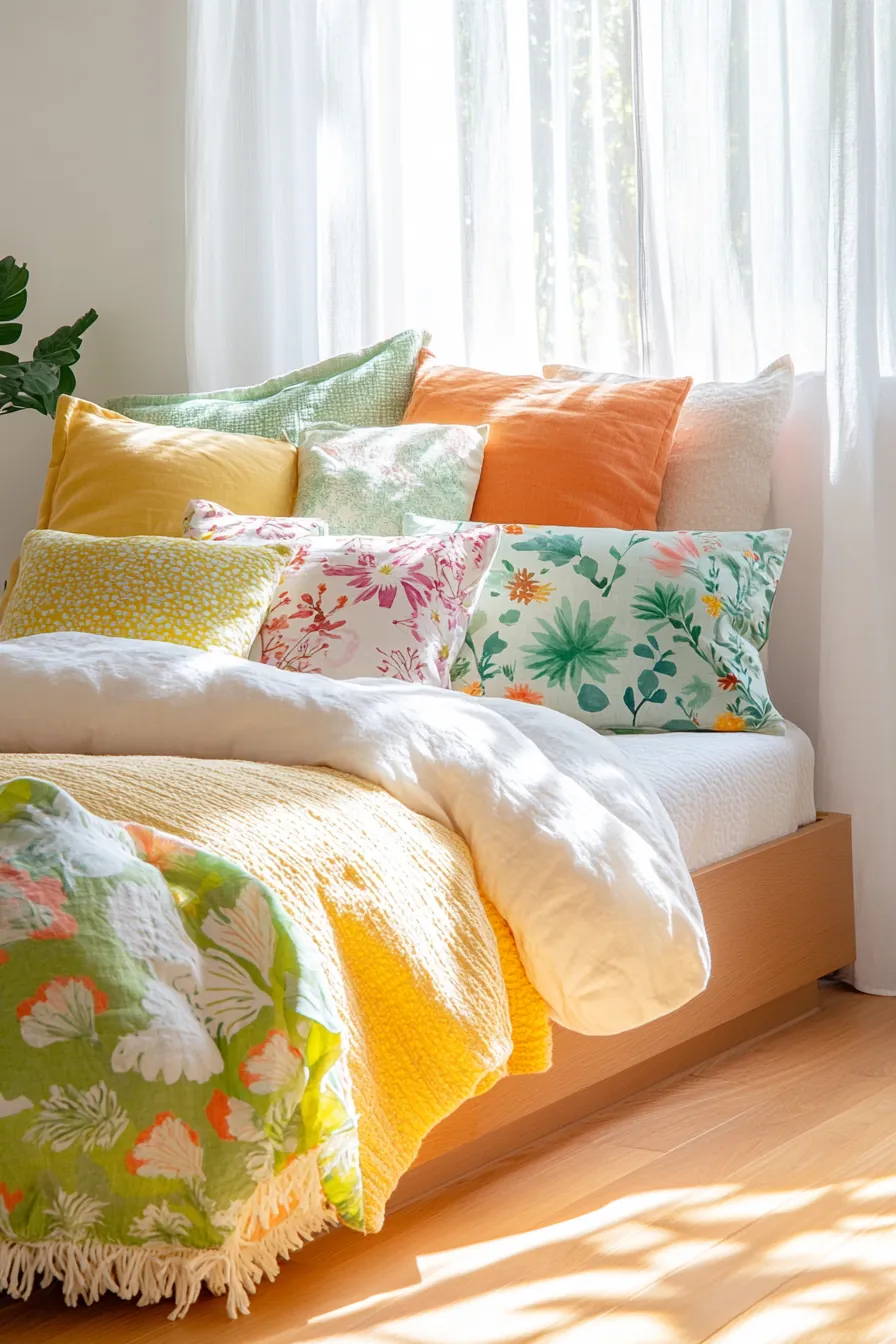 Explore Bright Spring Bedroom Textiles Ideas for a Cheerful and Cozy Ambiance