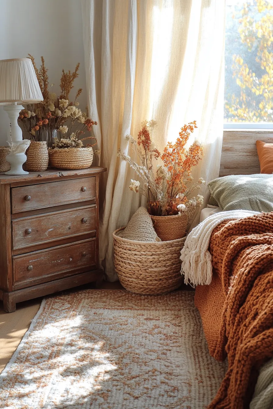 Explore Warm Hues in an Autumnal Rustic Bedroom Color Palette