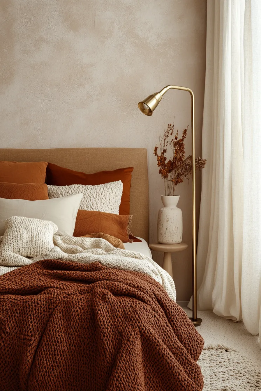 Explore Warm Textures in Earth Tone Bedroom Walls Autumn Style Trends