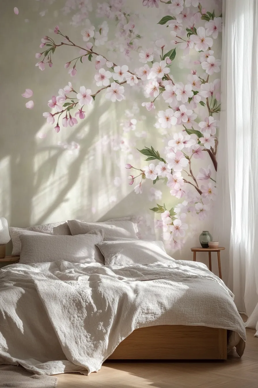 Floral Spring Mural Bedroom Ideas to Refresh Your Space with Nature