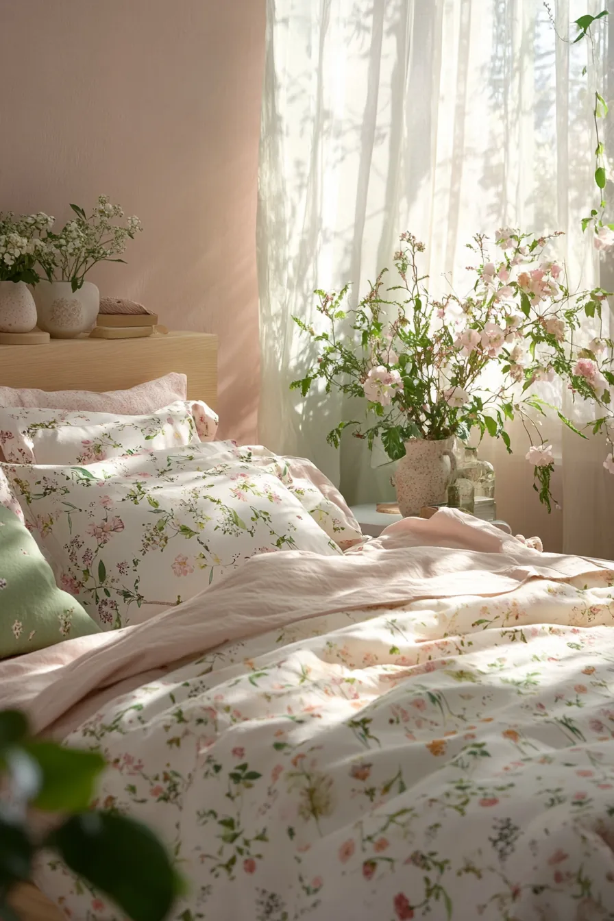 Fresh Floral Bedroom Accents for Spring to Brighten Your Space