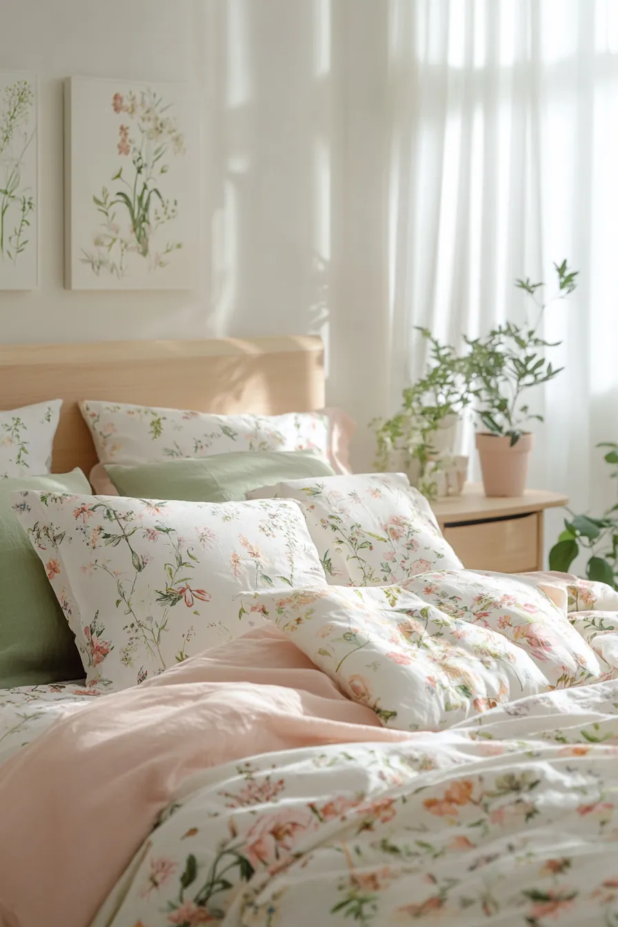 Fresh spring floral bedroom textiles to brighten your wellness space