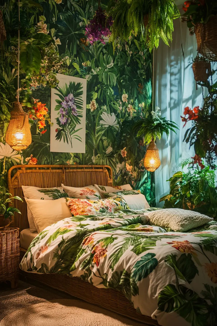 How to Create a Lush Tropical Jungle Bedroom Retreat