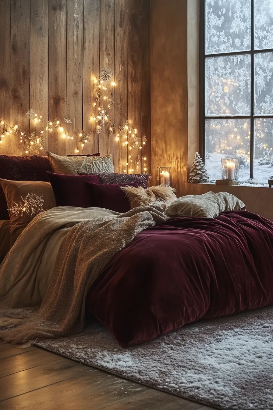 Immerse in Comfort with Romantic Warm Winter Bedroom Glow Decor