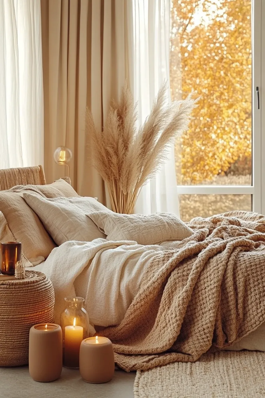 Incorporate Warm Neutral Bedroom Decor Autumn Elements for Seasonal Serenity