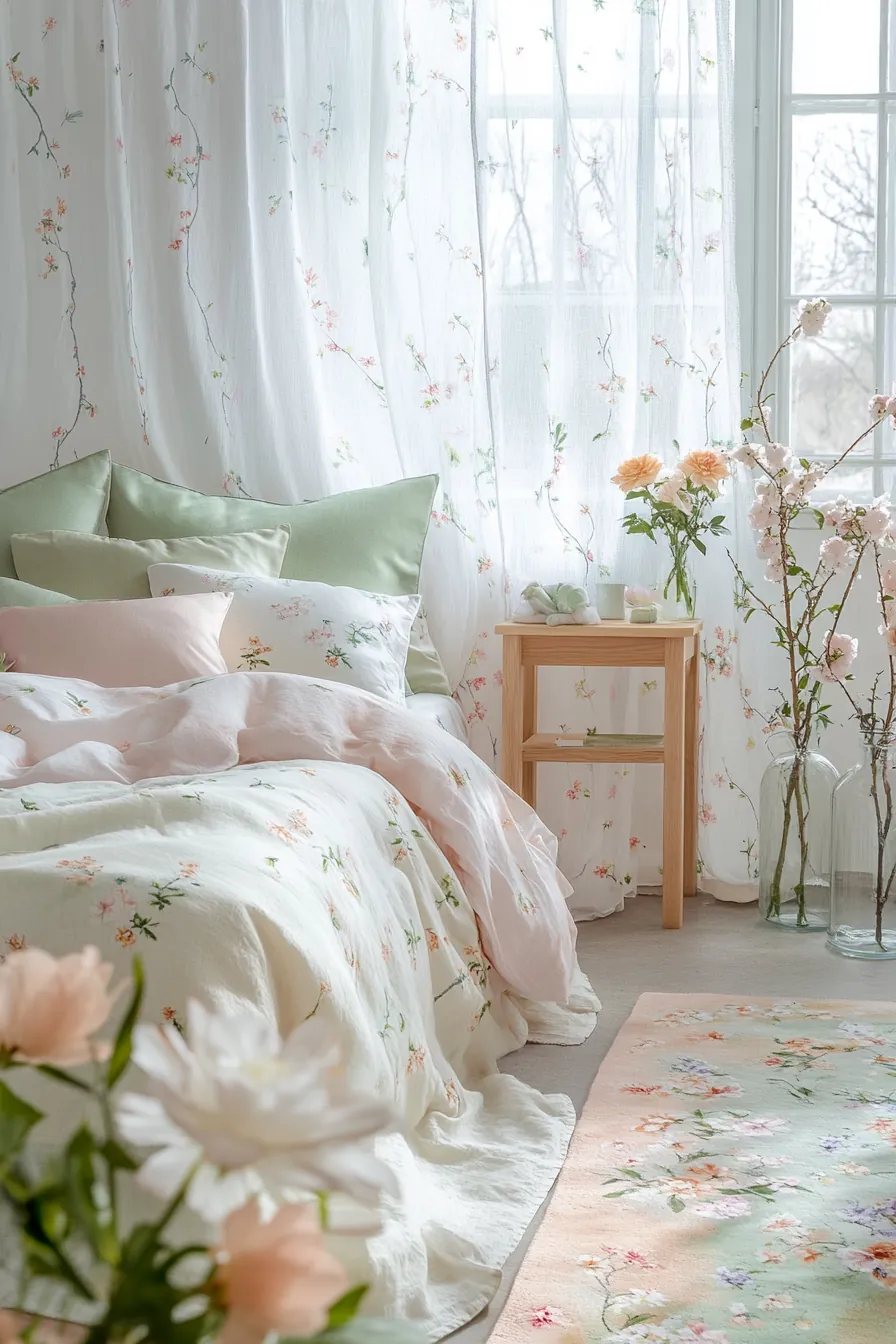 Inspire Tranquility with Fresh Spring Floral Bedroom Accents