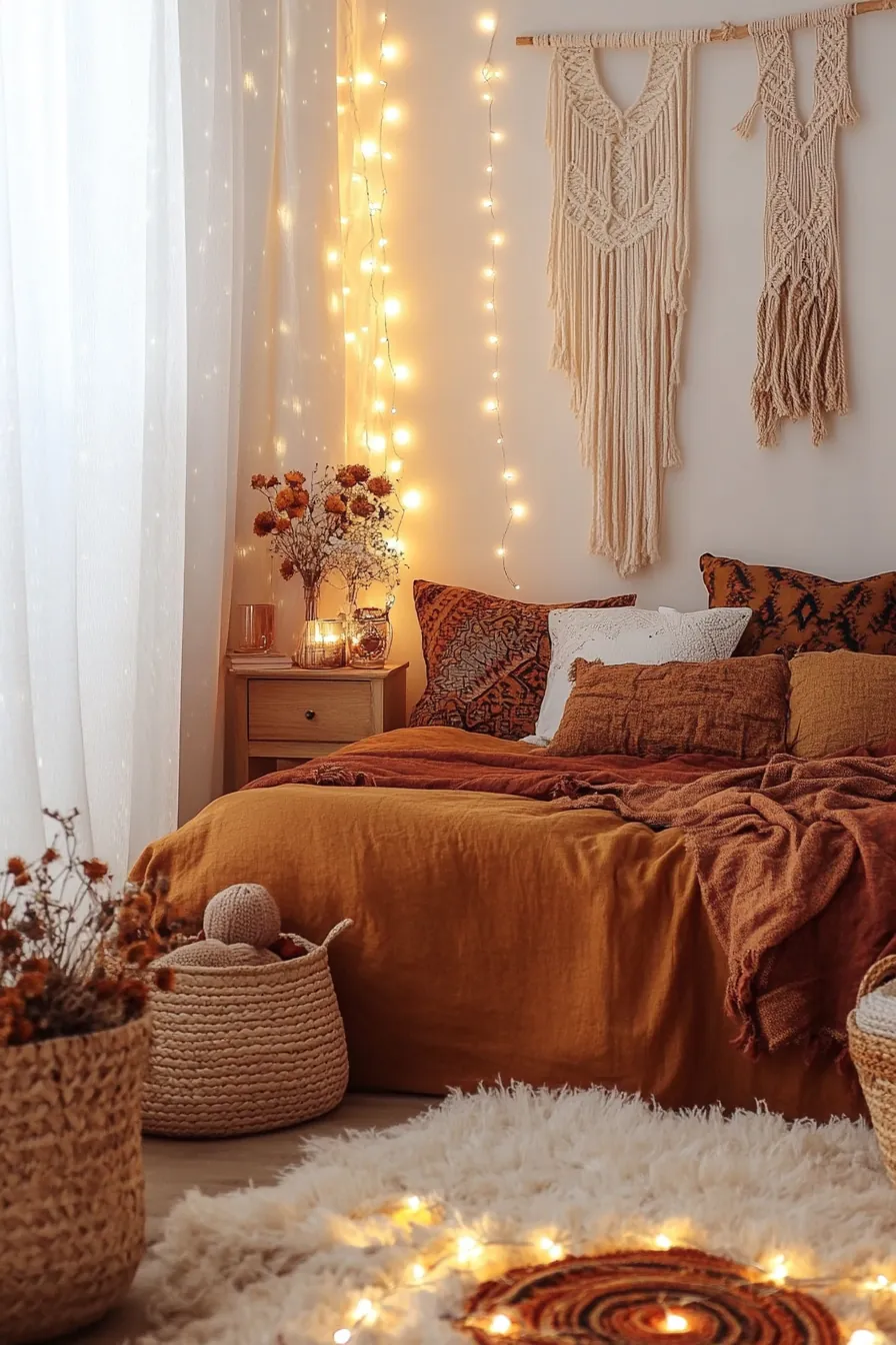 Inspiring Boho Autumn Bedroom Styles for Small Spaces