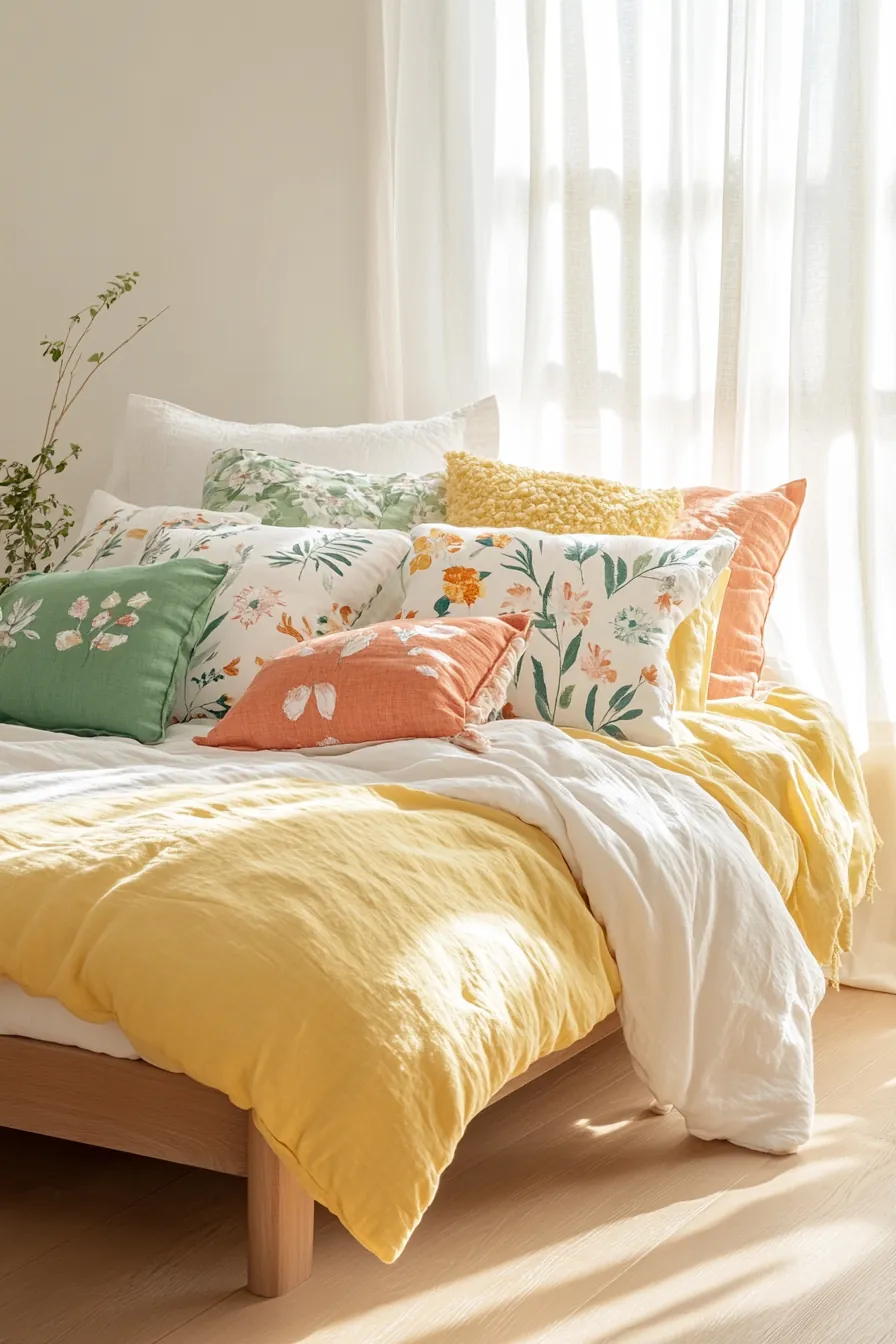 Inspiring Bright Spring Bedroom Textiles Ideas to Elevate Your Bedroom Decor