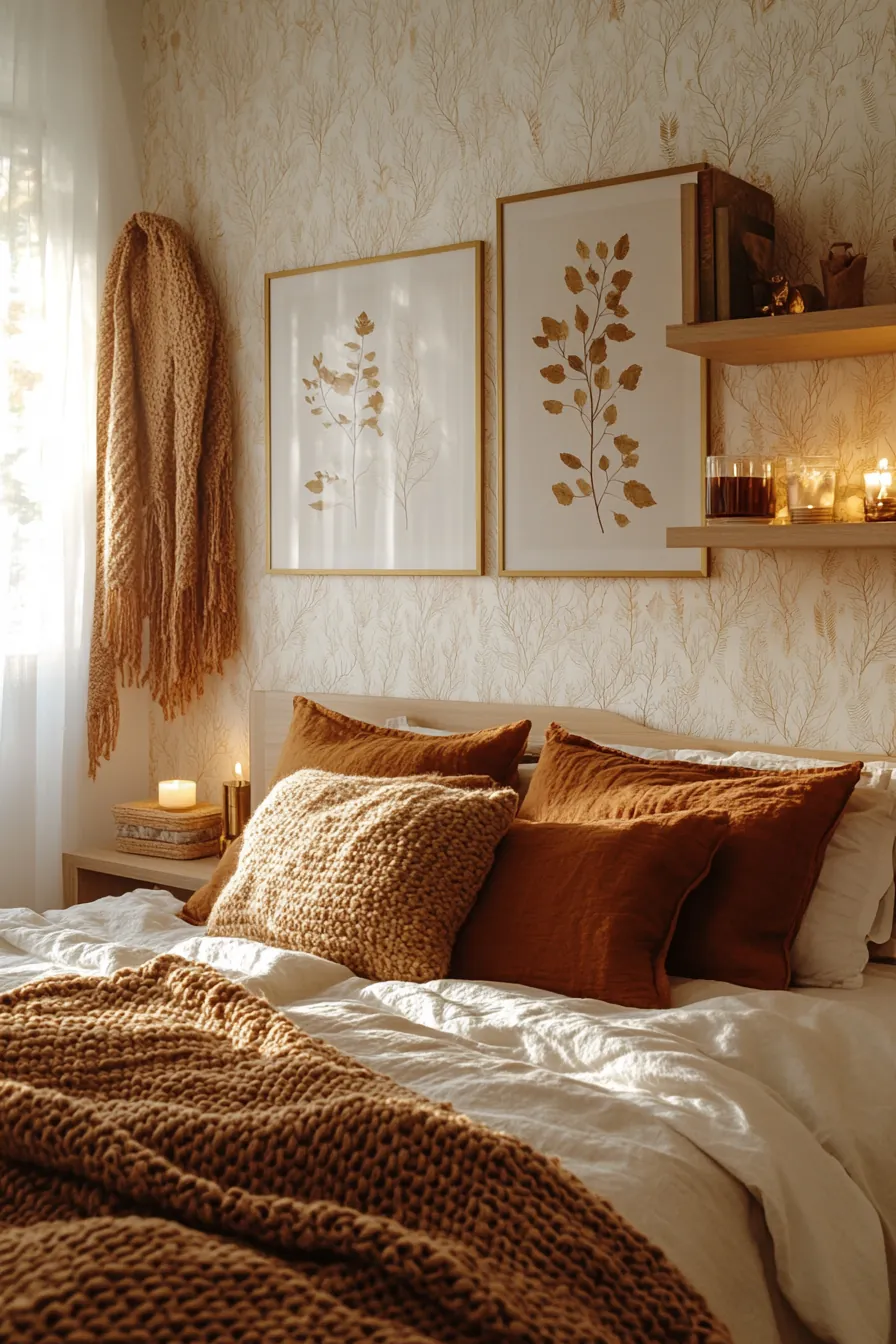 Inspiring Warm Autumn Bedroom Wall Decor for Serenity