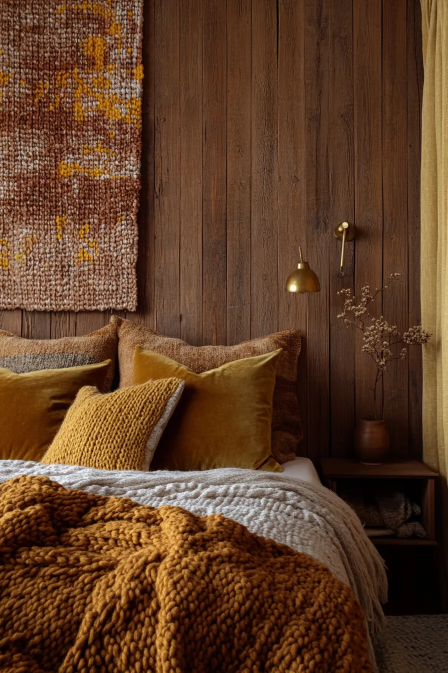 Inspiring Warm Toned Bedroom Textures Fall Decor for Inviting Walls