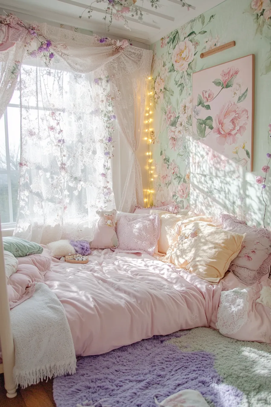 Lovely pastel spring girls bedroom inspiration for delightful decor