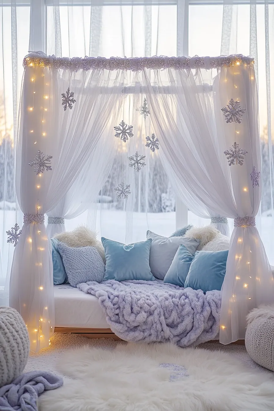 Magical winter themed canopy beds for girls stylish bedroom makeovers