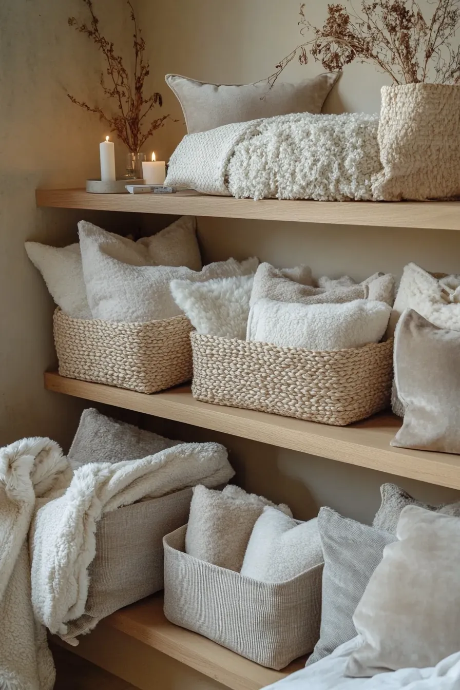 Maximize space with winter plush textile storage tips in bedroom decor