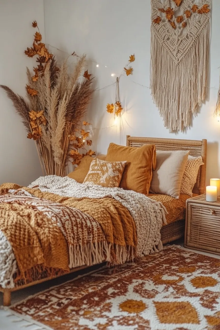 Refresh your girls bedroom with warm autumn boho bedroom style