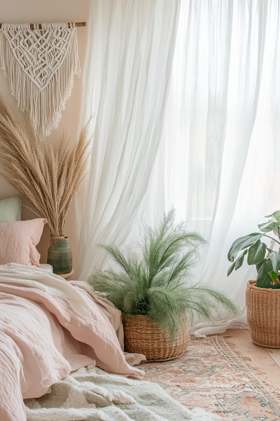 Refresh your sanctuary with an airy boho spring bedroom makeover of soft hues and organic accents