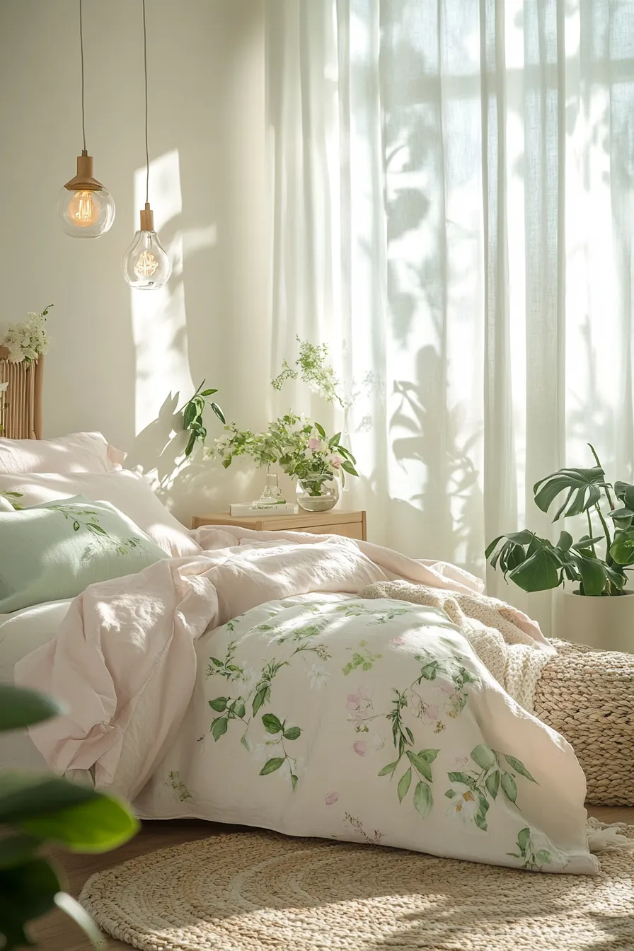 Seasonal botanical bedroom designs spring for a fresh and vibrant space