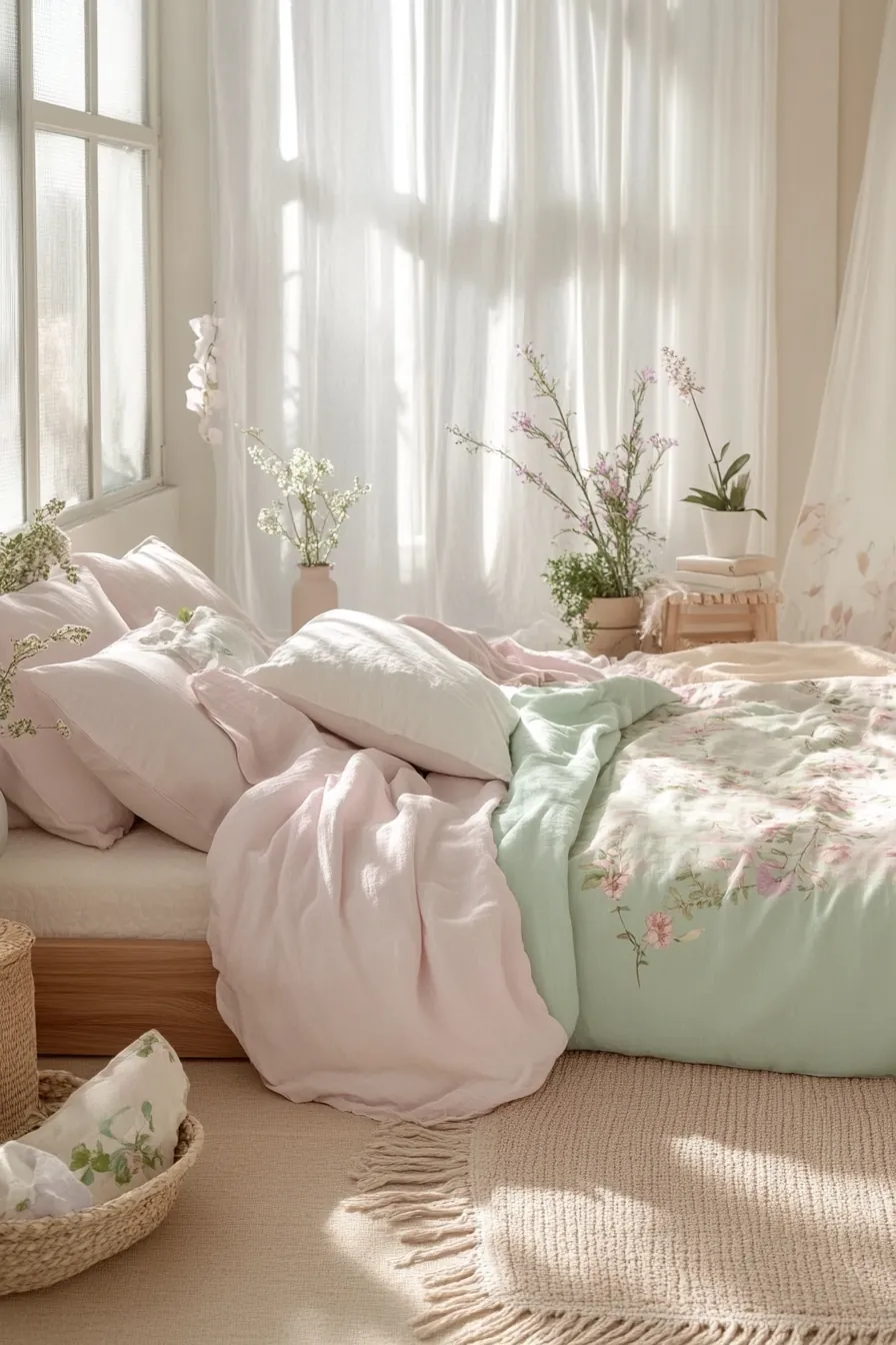 Soft Pastel Sustainable Bedroom Spring Ideas for a Refreshing Eco Friendly Space