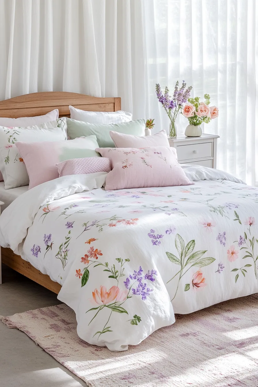 Spring Floral Bedding Sets Girls Room Ideas for a Fresh and Bright Atmosphere