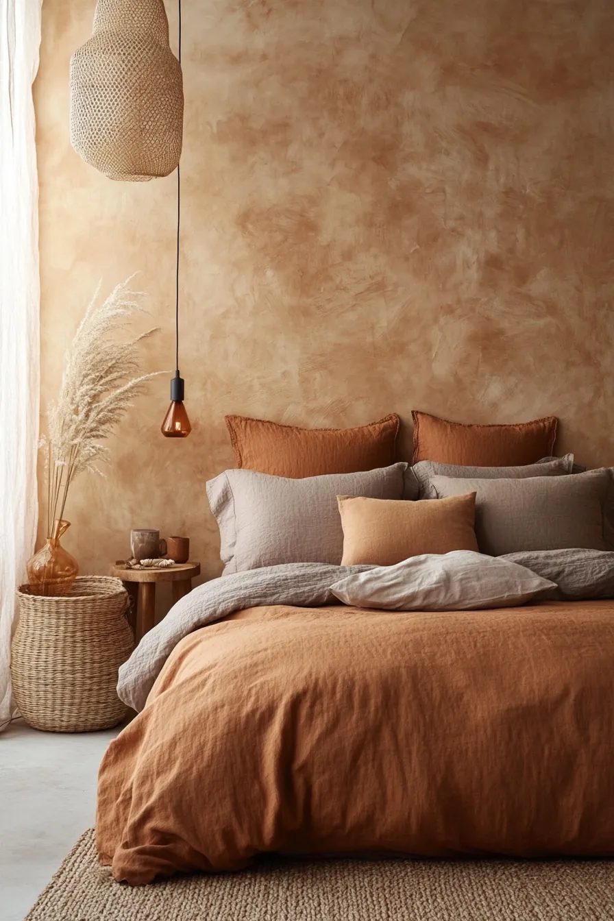 Stunning Autumn Earthy Bedroom Feature Walls for Natural Elegance
