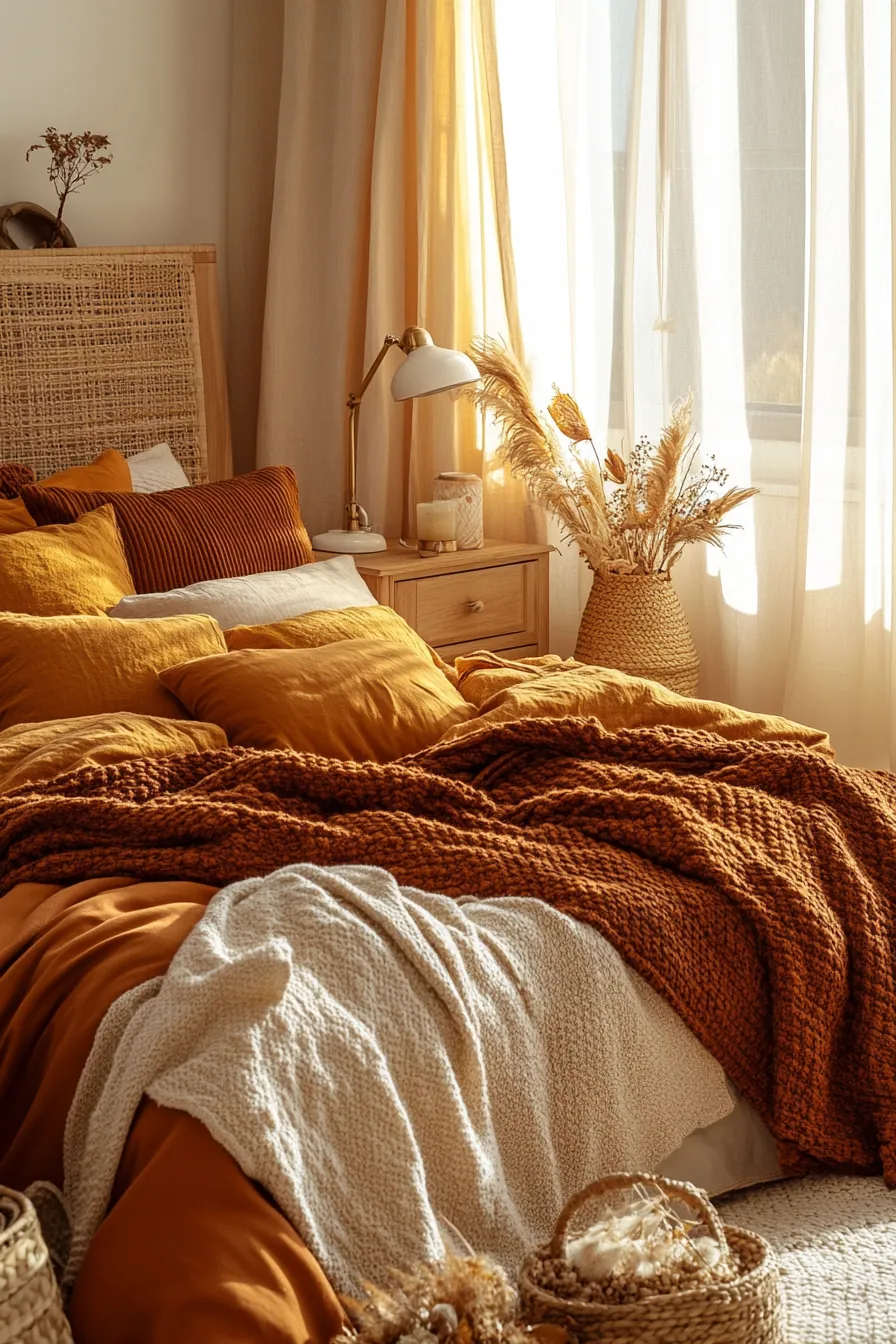 Stylish Autumn Inspired Cottage Bedding Ideas to Warm Your Bedroom