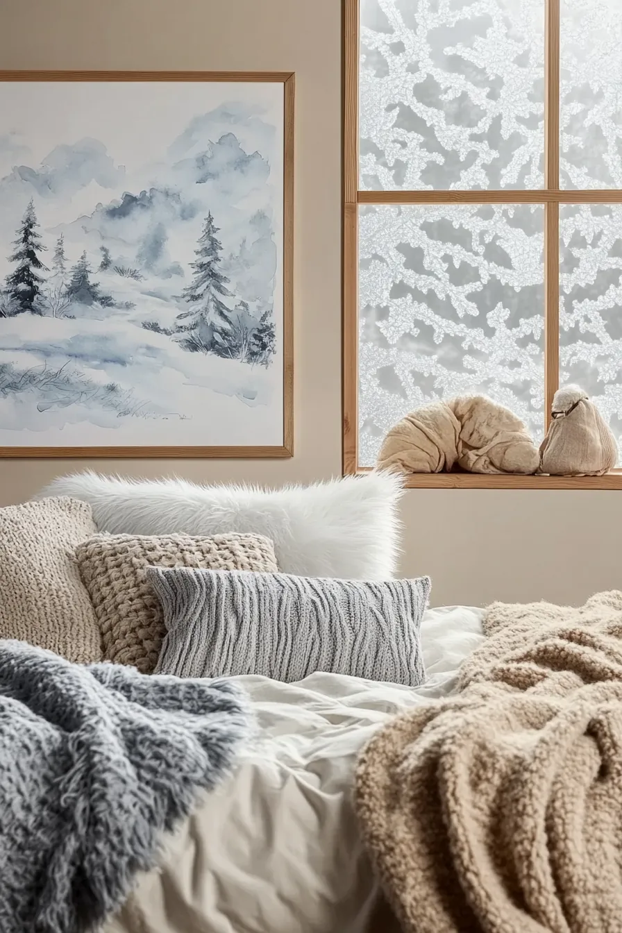 Stylish Winter Cozy Bedroom Wall Art Designs for Seasonal Comfort