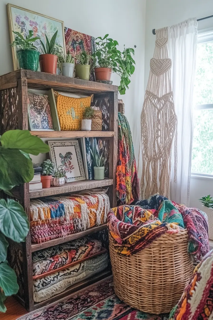 Stylish and Functional Bohemian Storage for Cozy Bedrooms