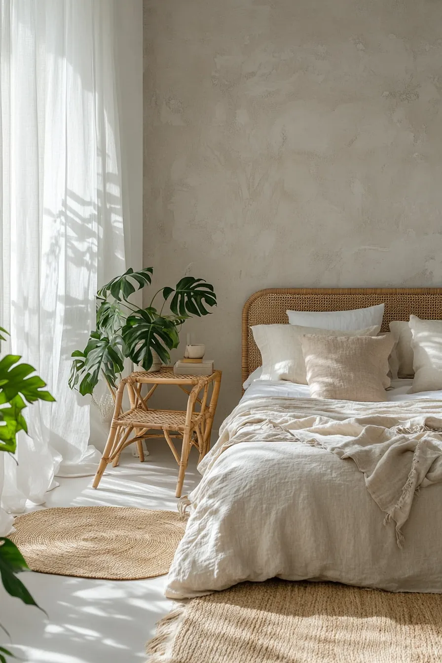 Summer Bedroom Styling with Natural Textures for Minimalist Bedroom Inspiration