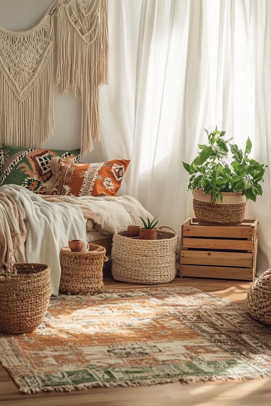Summer Bohemian Bedroom Storage Inspiration for Effortless Style and Organization