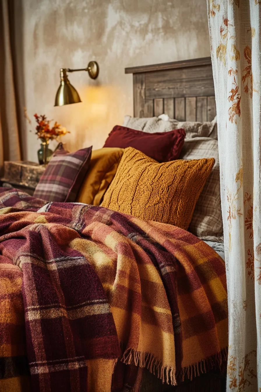 Transform Your Bedroom with Layered Fall Farmhouse Bedroom Textiles and Natural Elements