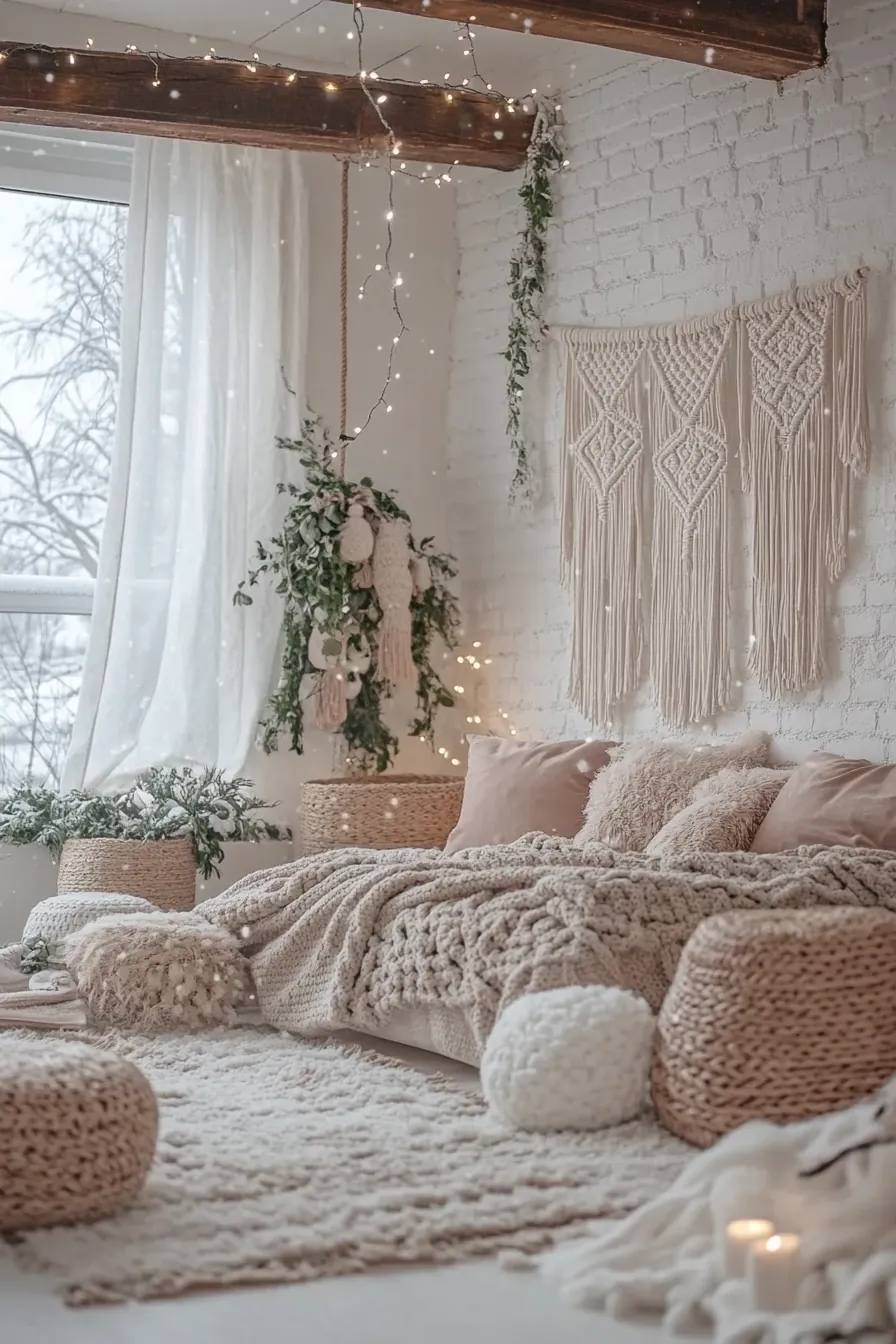 Transform Your Bedroom with Warm Neutral Winter Bedroom Decor in Boho Style