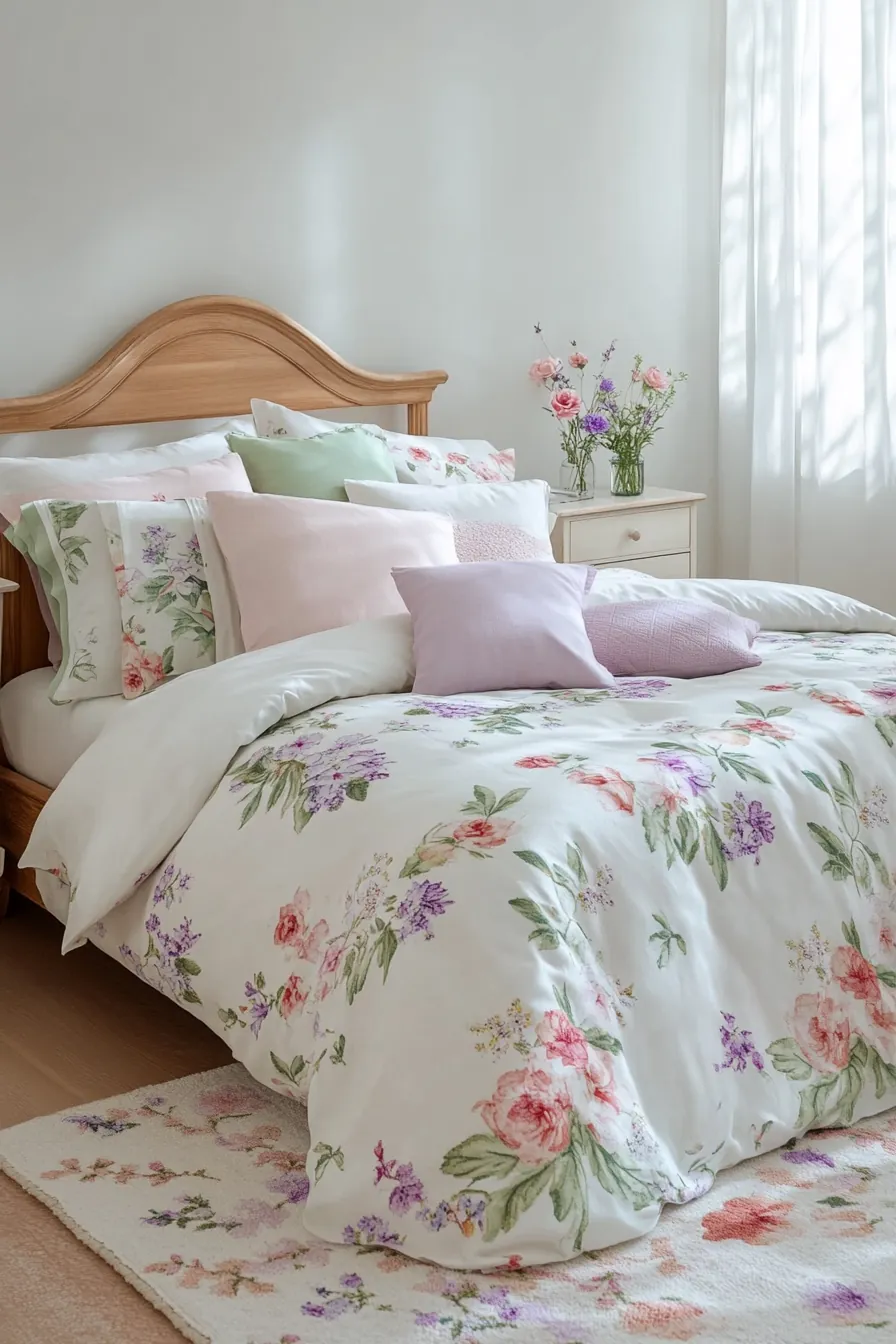 Transform Your Girls Bedroom with Spring Floral Bedding Sets for a Cozy Feel