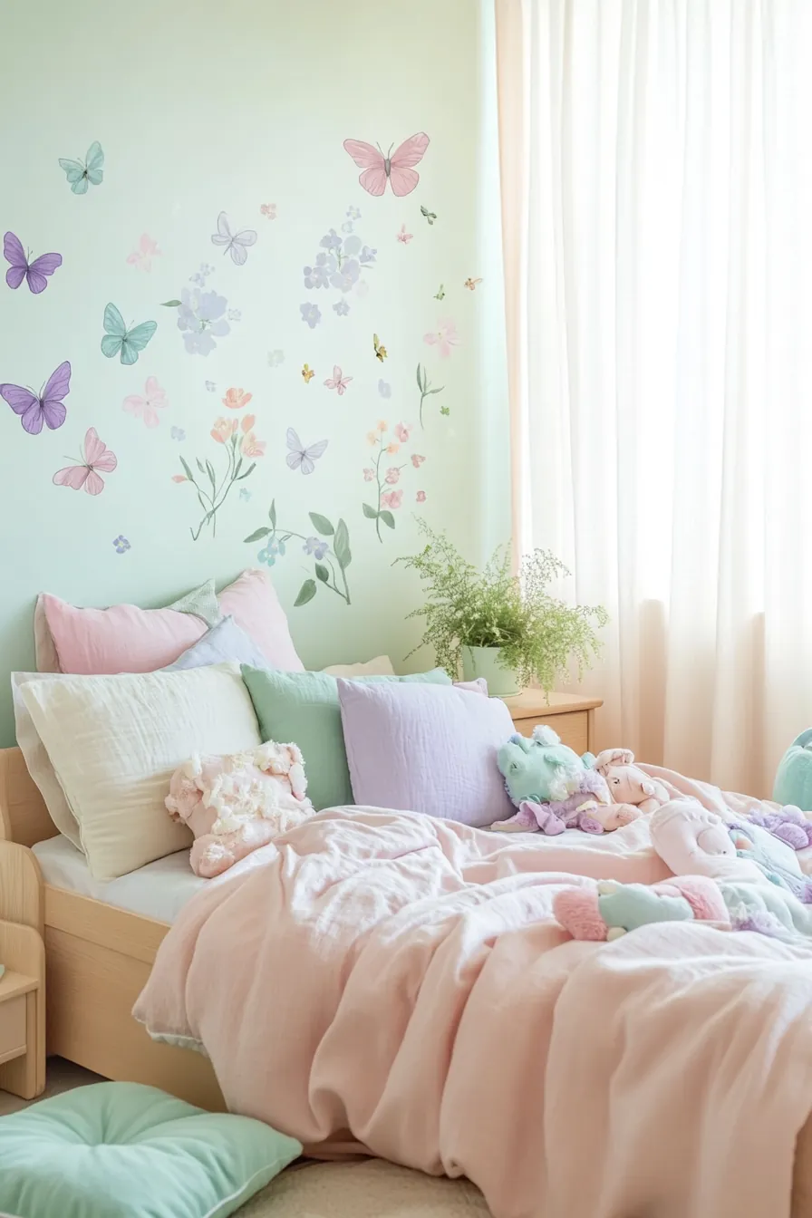 Transform Your Kids Bedroom Using Soft Pastel Tones and Spring Decor