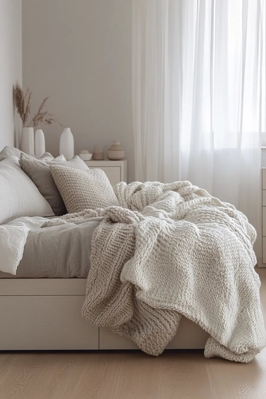 Transform Your Room Using Minimalist Winter Bedroom Textiles and Smart Storage
