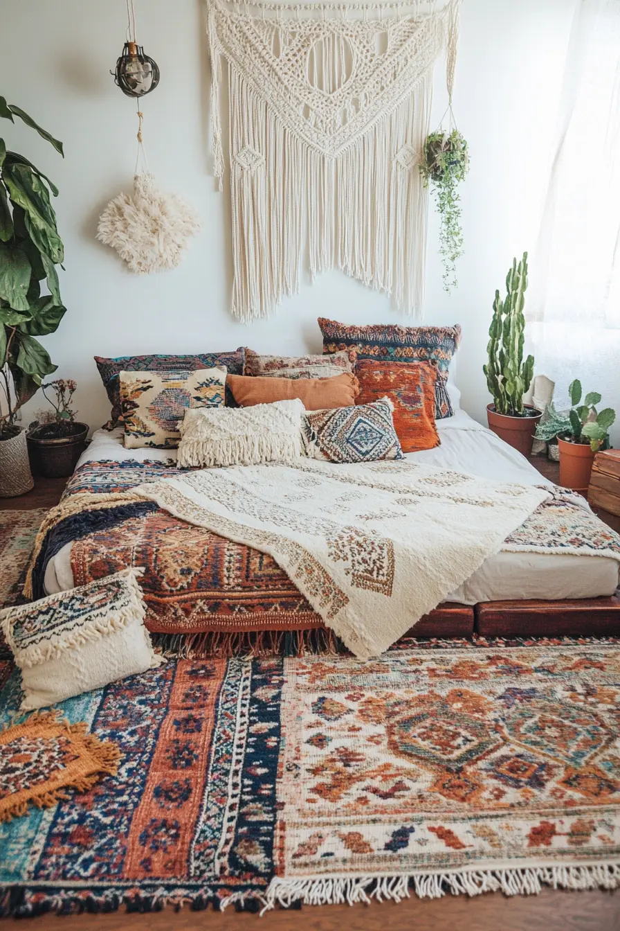 Transform Your Space Layered Rugs for Boho Bedroom Decor