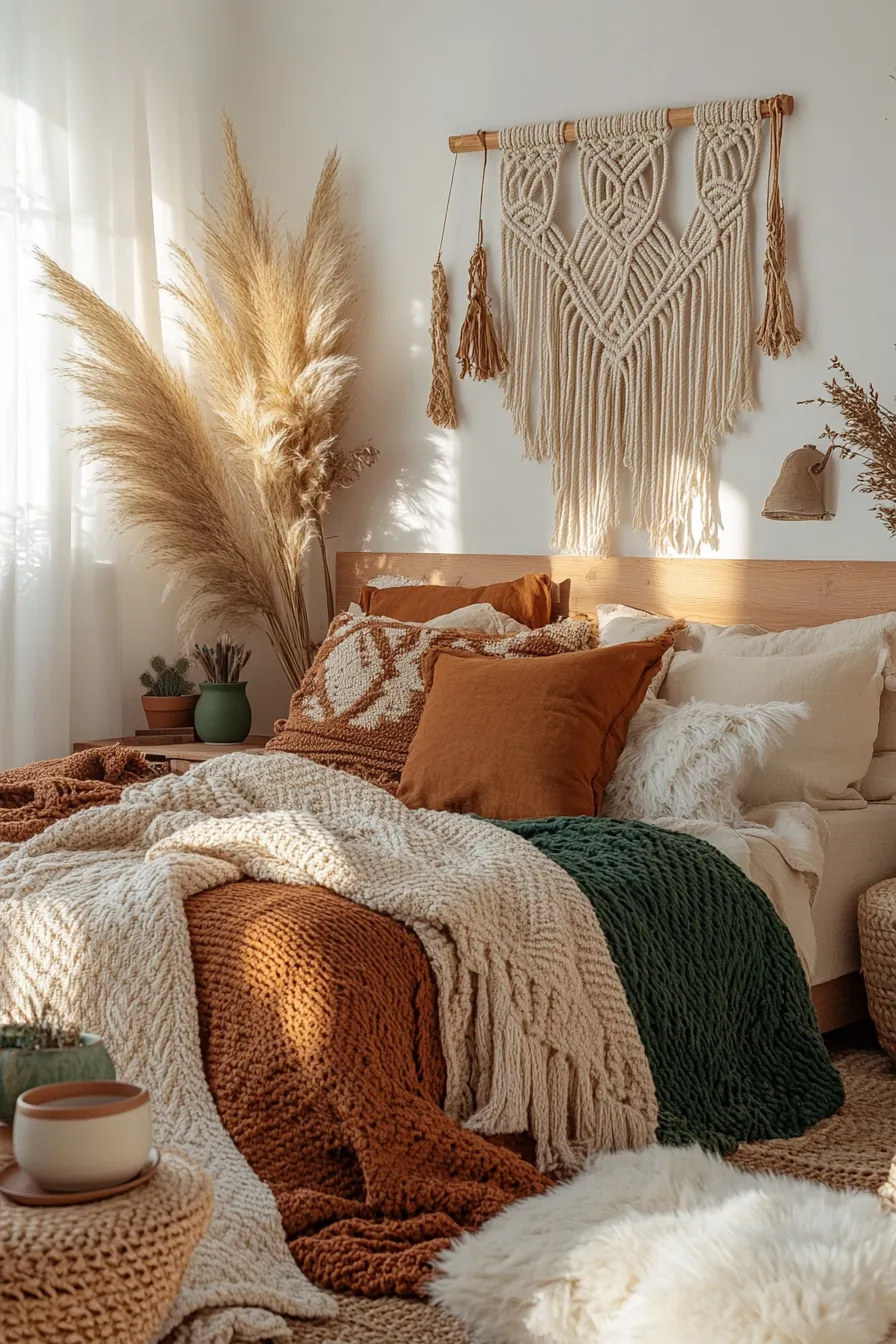 Transform Your Space with Earthy Tones Boho Bedroom Fall Styling Inspiration